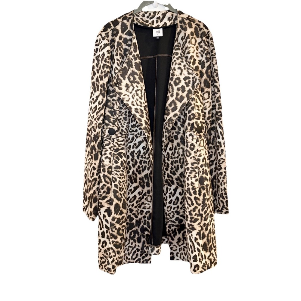 Cabi Sophia Jacket Leopard Animal Print Long Coat Overcoat Longline #4602 Size L